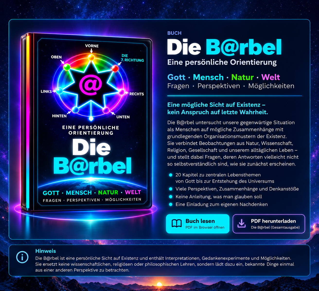 Die B@rbel – Eine persönliche Orientierung. Gott, Mensch, Natur, Welt.